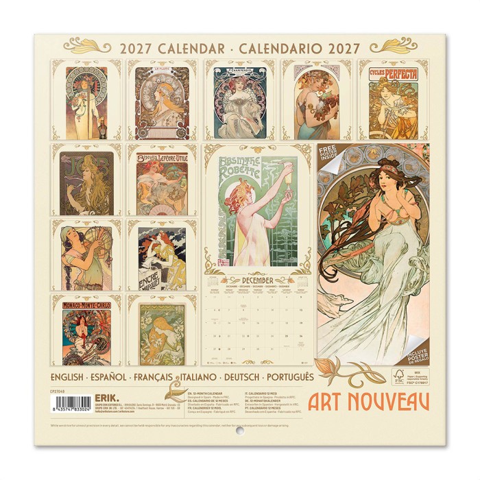 Ημερολόγιο Τοίχου 16 Μηνών 2027 30X30εκ ART NOUVEAU