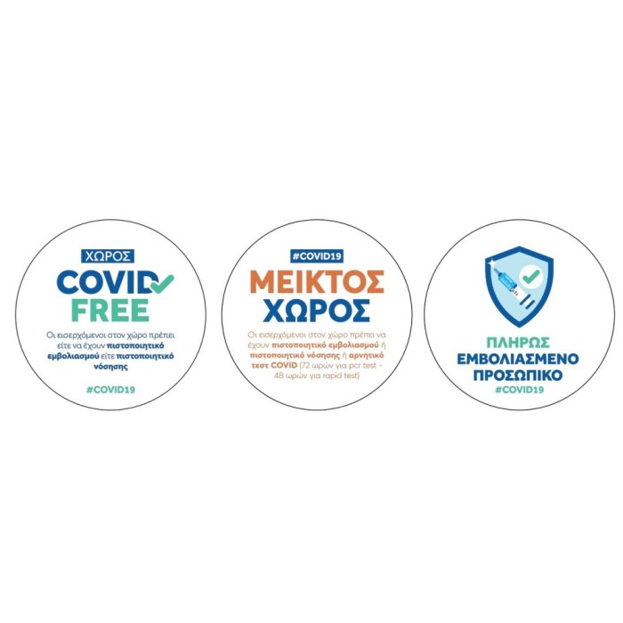 Αυτοκόλλητο Βινυλίου COVID FREE ΧΩΡΟΣ