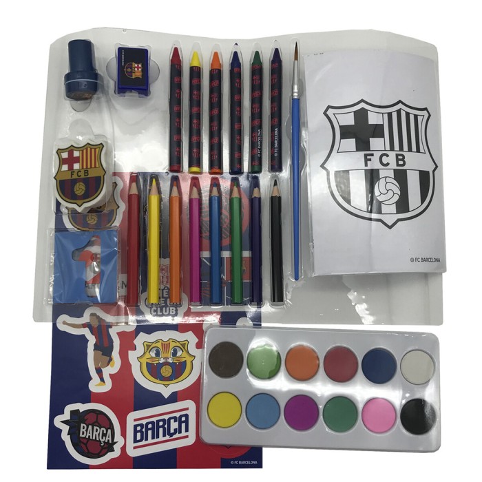 Πλαστικός Κουμπαράς με Είδη Ζωγραφικής FC BARCELONA