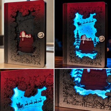 Χειροποίητο Ξύλινο Φωτιζόμενο Βιβλίο SNOOPY