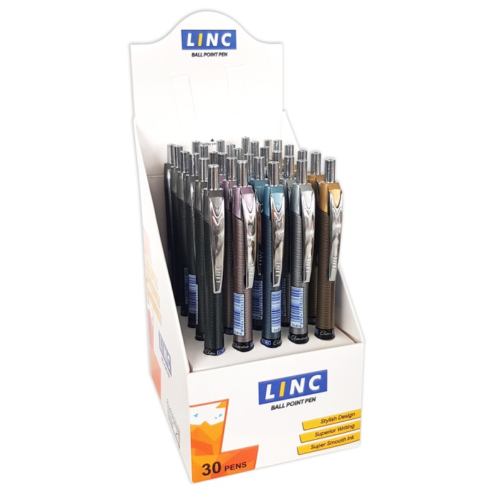 Ball pen LINC Elantra/μπλε, Σταντ 30τμχ, σε 5 μεταλιζέ χρώματα