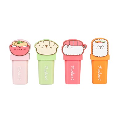 Σετ 4 Υπογραμμιστές (Highlighters) με 3D Topper PUSHEEN Sushi Roll