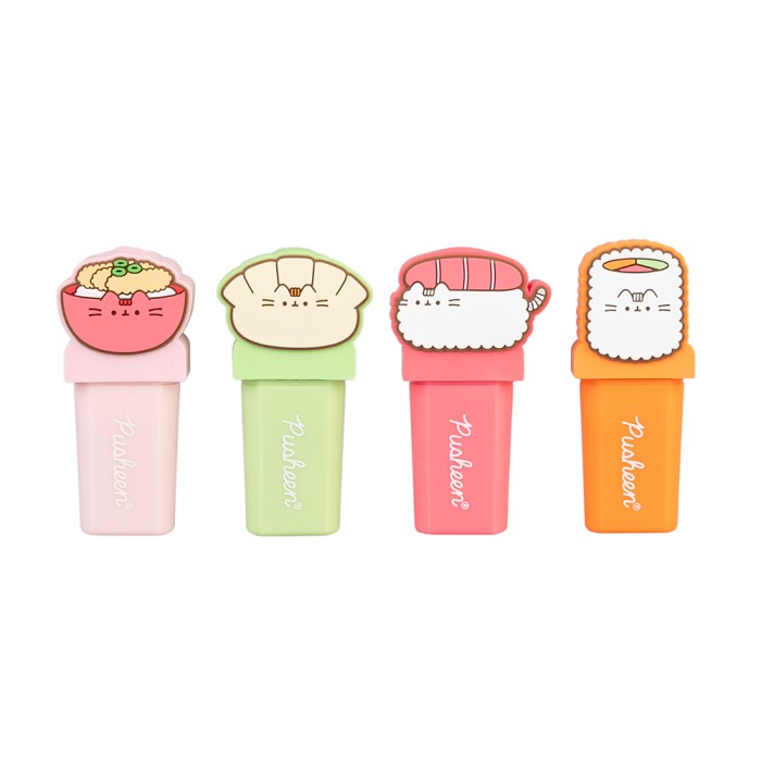 Σετ 4 Υπογραμμιστές (Highlighters) με 3D Topper PUSHEEN Sushi Roll