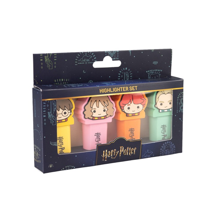 Σετ 4 Υπογραμμιστές (Highlighters) με 3D Topper HARRY POTTER
