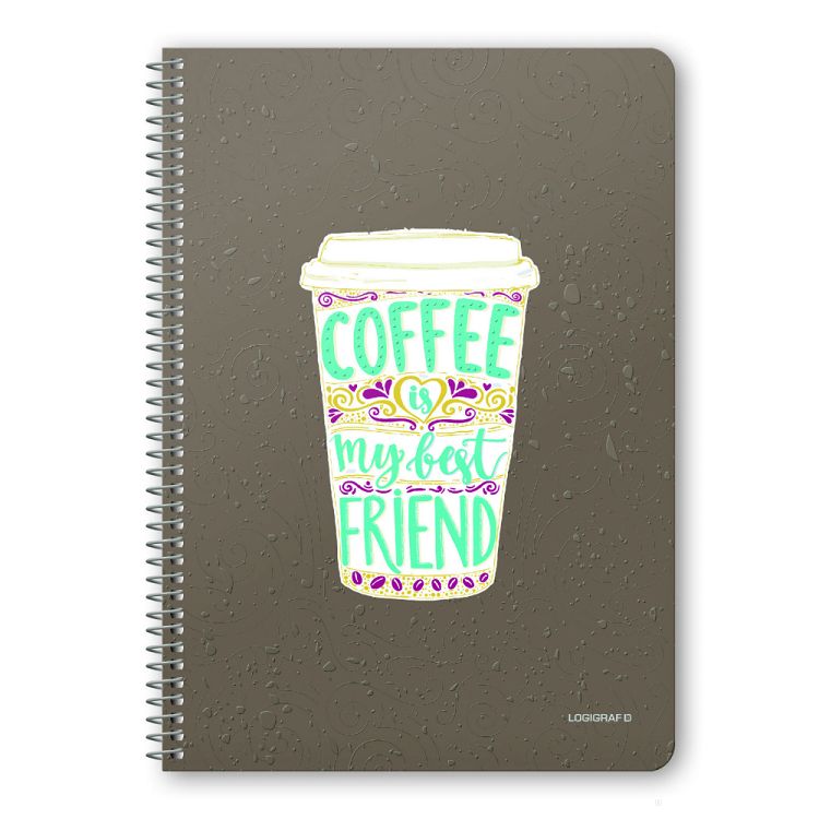 COFFEE Wirelock Notebook A4/21Χ29 2 Subjects 60 Sheets 10pcs