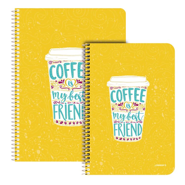 COFFEE Wirelock Notebook A4/21Χ29 3 Subjects 90 Sheets 6pcs