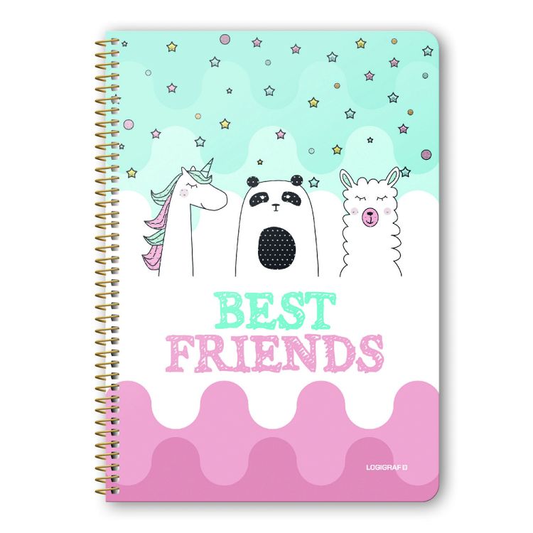 BEST FRIENDS Wirelock Notebook B5/17Χ25 3 Subjects 90 Sheets 6pcs