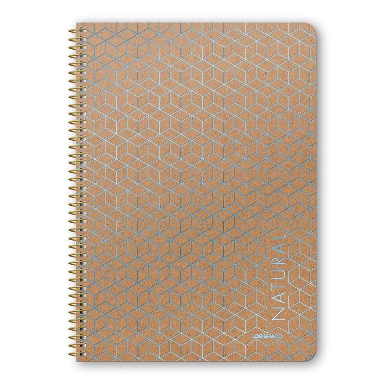 NATURAL Wirelock Notebook B5/17Χ25 4 Subjects 120 Sheets 6pcs
