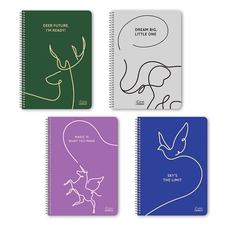LINE Wirelock Notebook B5/17Χ25 4 Subjects 120 Sheets 6pcs