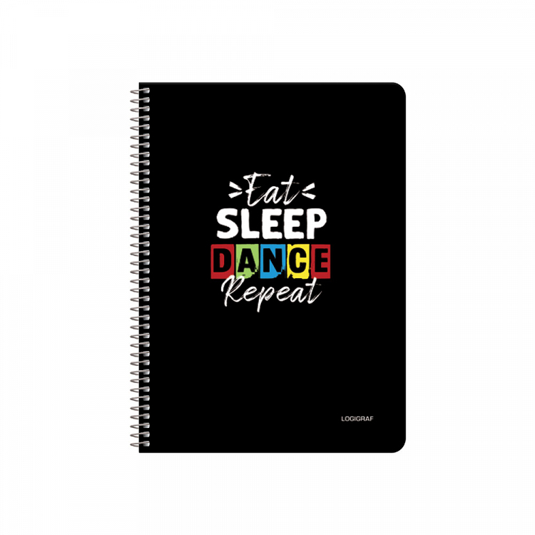 EAT SLEEP REPEAT Wirelock Notebook B5/17Χ25 3 Subjects 90 Sheets 6pcs pack