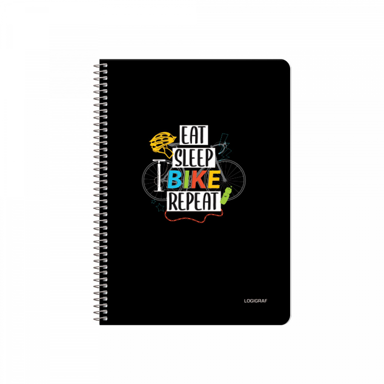 EAT SLEEP REPEAT Wirelock Notebook B5/17Χ25 3 Subjects 90 Sheets 6pcs pack