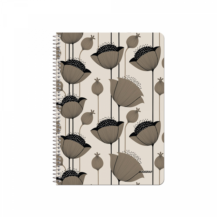 FLOWERS Wirelock Notebook B5/17Χ25 2sub 60sh 10pcs
