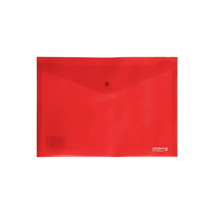 Φάκελος με κουμπί Α4, τύπος διαφανής, 10τμχ - Κόκκινο