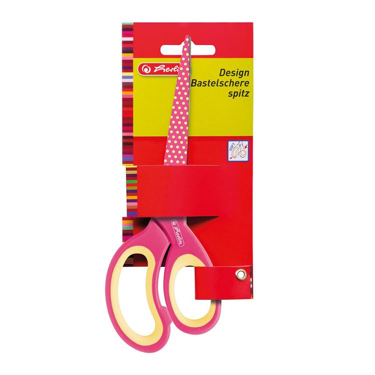 HERLITZ Pointed Craft Scissors 17cm 3 Assorted Colours - 5pcs Package