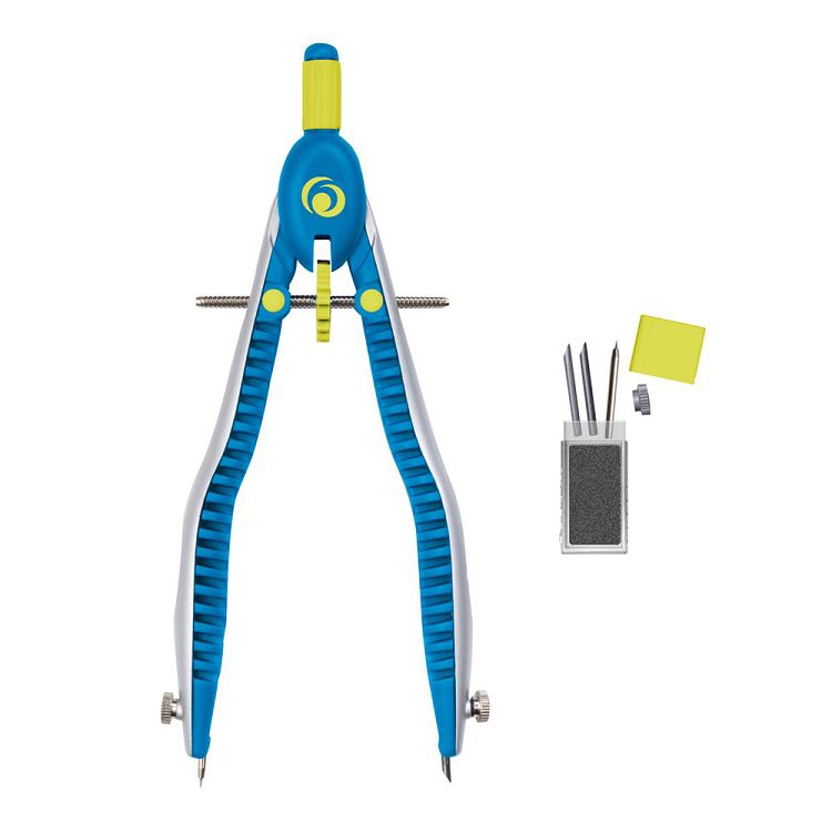 HERLITZ XL Compass My.Pen in Plastic Case + Spare Parts Blue-Lime - 4pcs Package