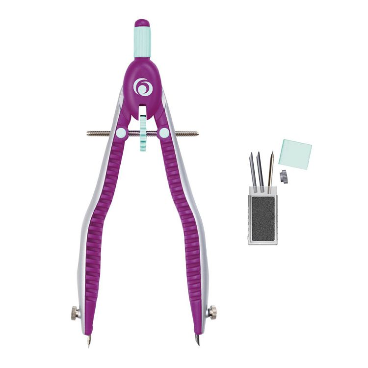 HERLITZ Διαβήτης Σχεδίου Γίγας My.Pen Σε Πλαστική Θήκη + Ανταλλακτικά Λιλά-Μέντα - Συσκευασία 4τμχ