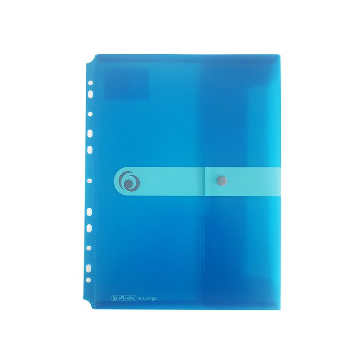 HERLITZ Φάκελος με Κουμπί και Τρύπες για Αρχειοθέτηση Α4 Μπλε-Διάφανο - Συσκευασία 6τμχ