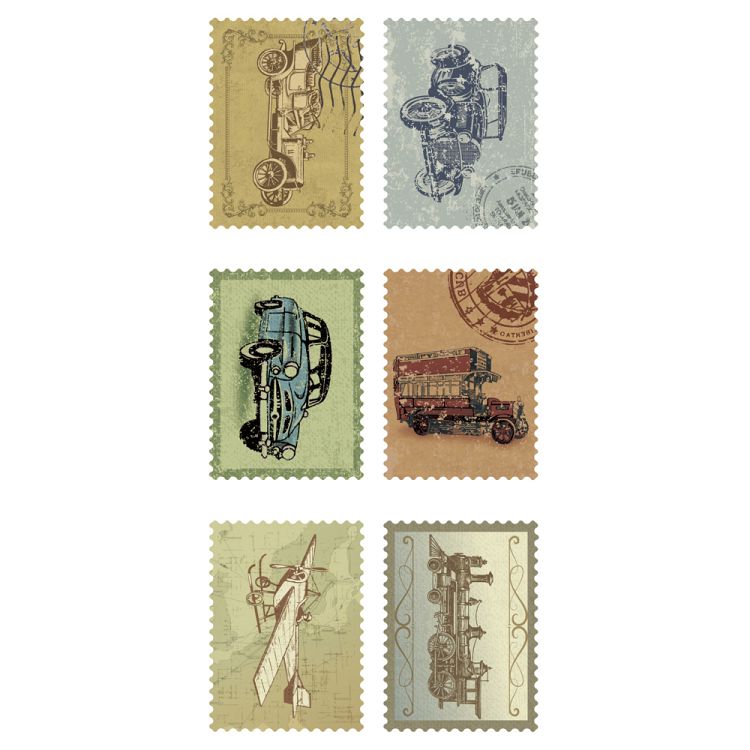 Σετ 72 Αυτοκόλλητα Γραμματόσημο, VINTAGE