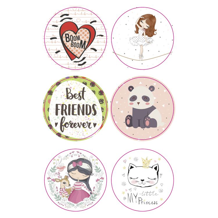 Set 24 Round Stickers, 4 Sheets, 9X14 cm, KIDS TIME
