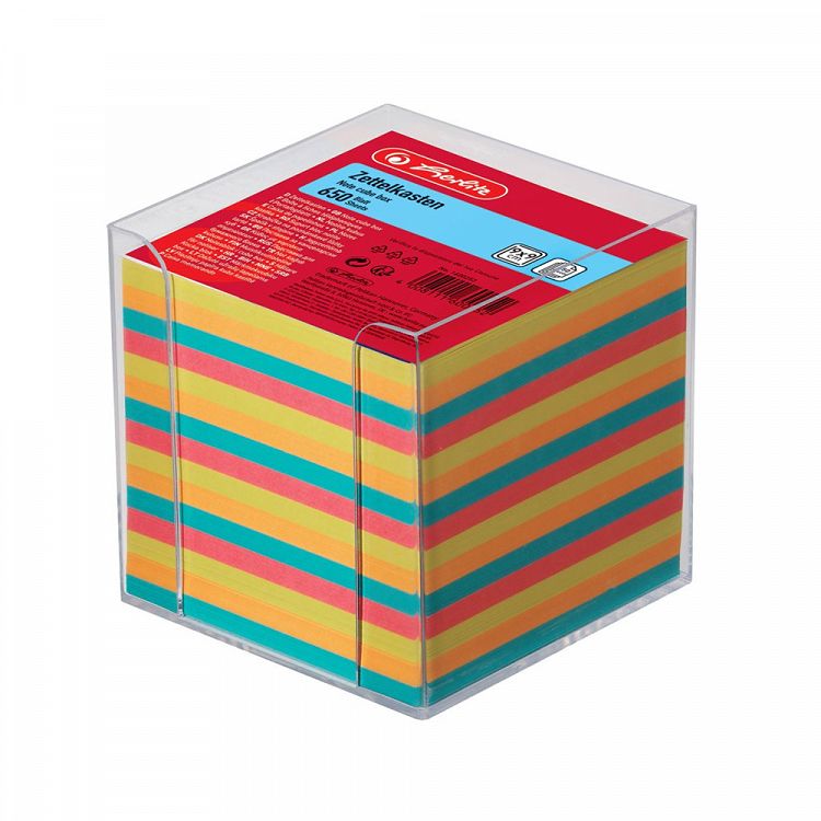HERLITZ Paper Notes Cube 650 Coloured Sheets 9x9cm