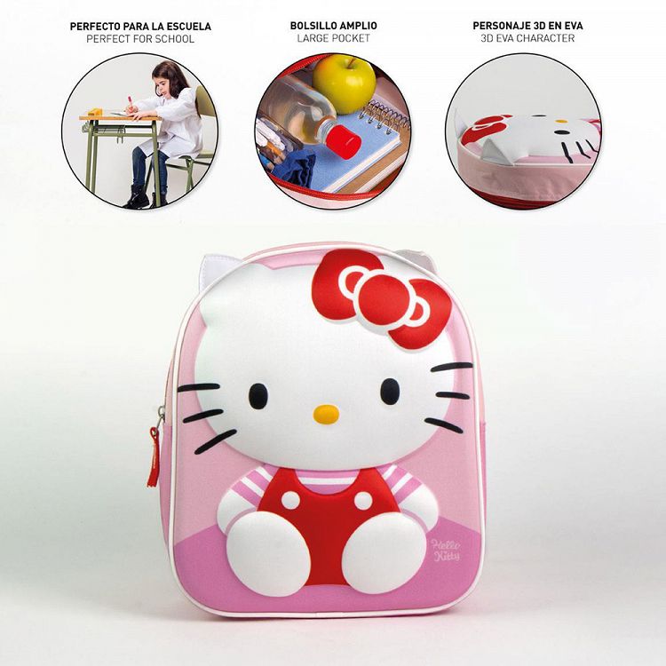 Απαλή 3D Τσάντα Πλάτης 27εκ Νηπιαγωγείου HELLO KITTY