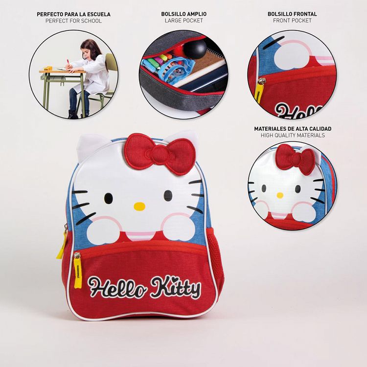 Παιδική Τσάντα Πλάτης 30εκ με Αυτιά HELLO KITTY