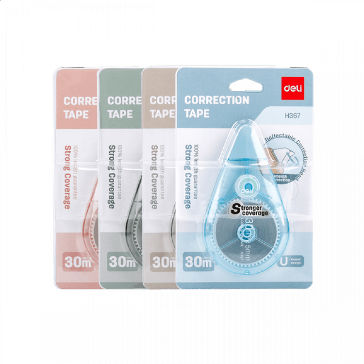 12 Correction Tapes 5mmx30m in 4 colors DELI