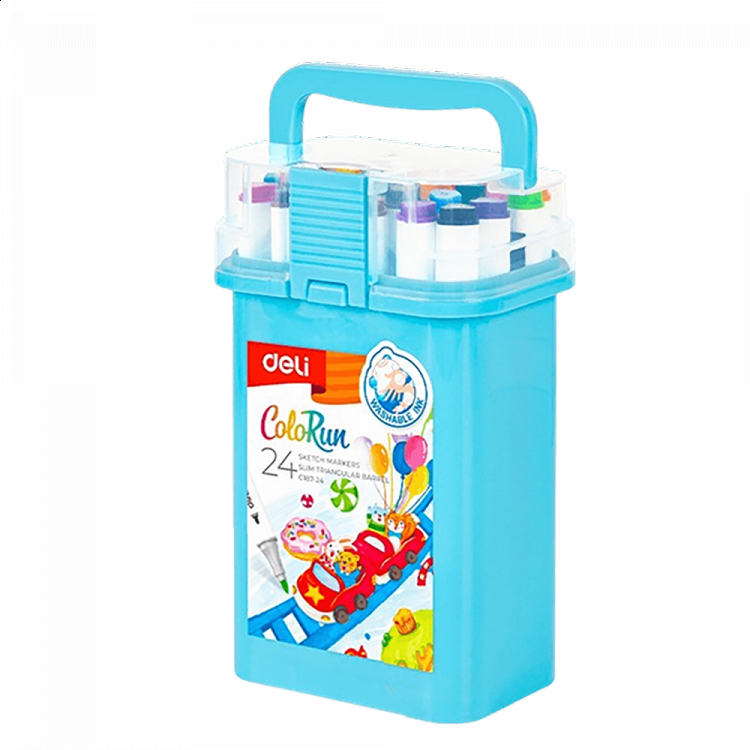 Μαρκαδόροι Σχεδίου Διπλή Μύτη Washable 24 χρωμ. DELI Colorun (Συσκευασία 24τμχ)