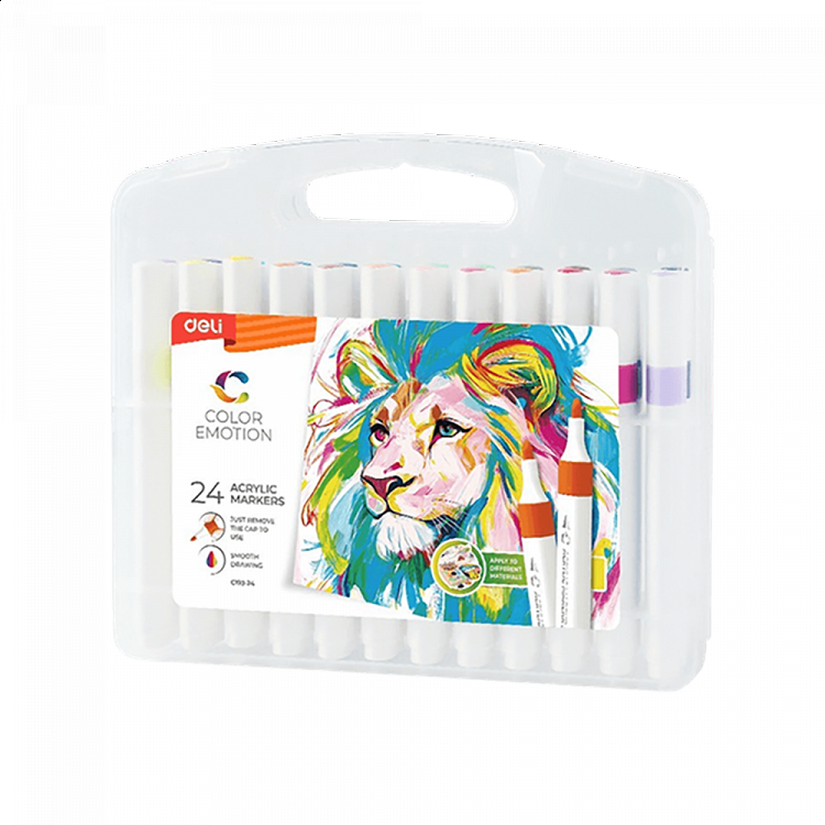 Design Acrylic Markers DELI in 12 colors (Pack 12pcs)