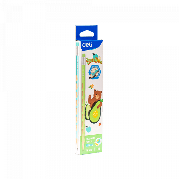 Pencil ΗΒ with Eraser DELI JINGOO (Pack of 12pcs)