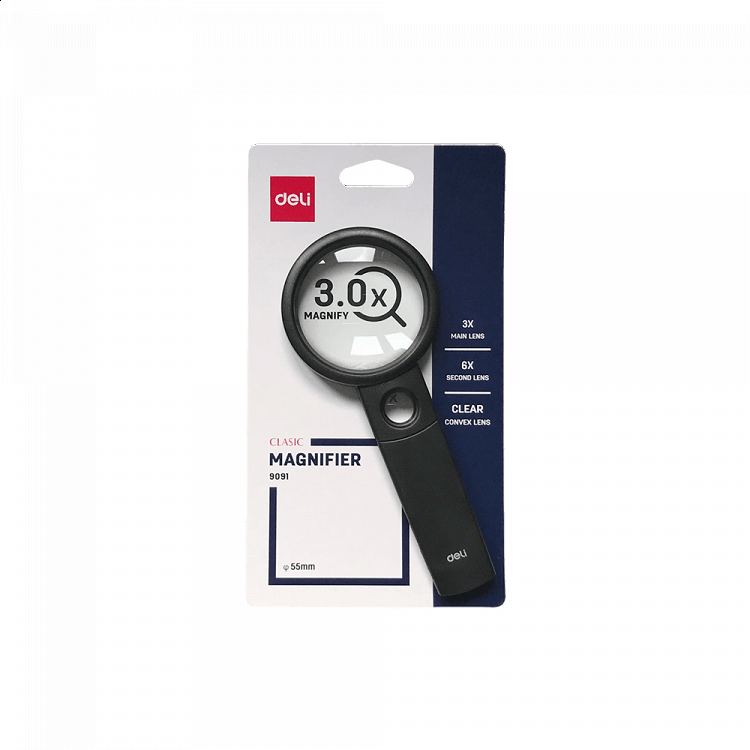 DELI Μεγεθυντικός Φακός Χ3 Φ55mm Πλαστικός Μαύρος [σε blister]