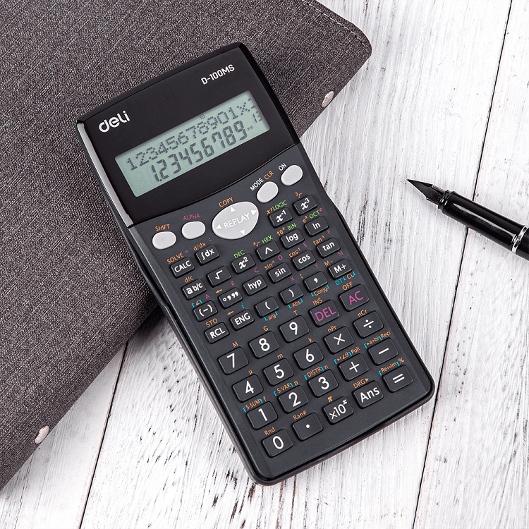 DELI D100MS 12 Digit Scientific Calculator 16x8x2cm Dark Gray