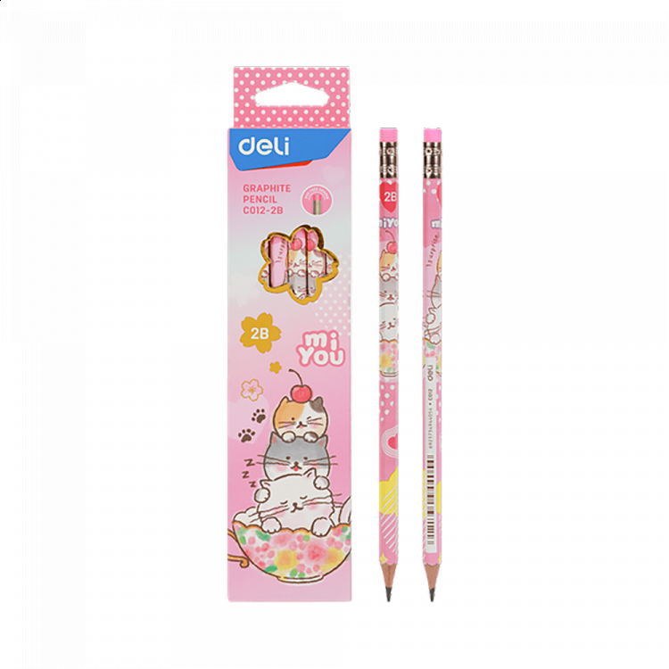 Hexagonal Pencil HB with Eraser DELI U-TOUCH Blue (Pack of 12pcs)