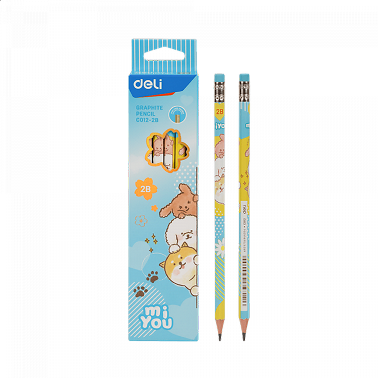 Hexagonal Pencil HB with Eraser DELI U-TOUCH Blue (Pack of 12pcs)