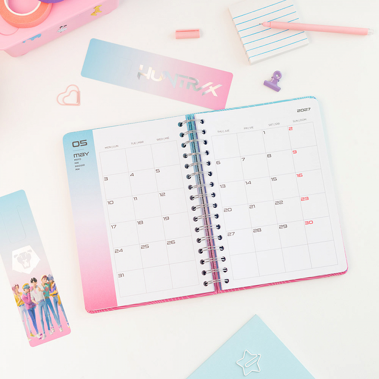 Hardcover Wire-O School Week to View Agenda 12 Months 2026/2027 15X21cm K-POP DEMON HUNTERS