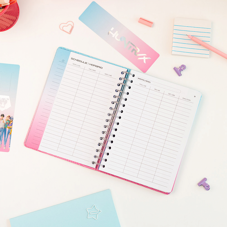 Hardcover Wire-O School Week to View Agenda 12 Months 2026/2027 15X21cm K-POP DEMON HUNTERS