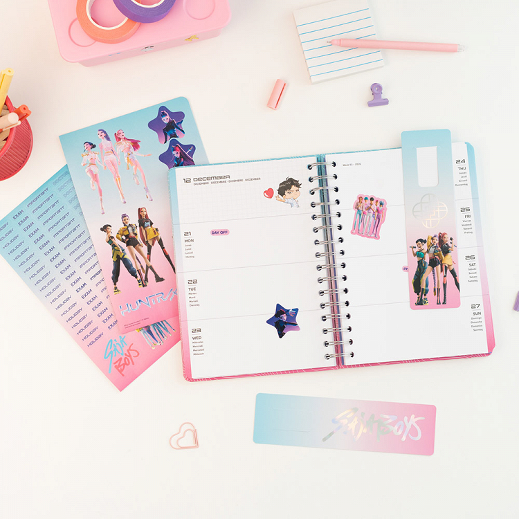Hardcover Wire-O School Week to View Agenda 12 Months 2026/2027 15X21cm K-POP DEMON HUNTERS