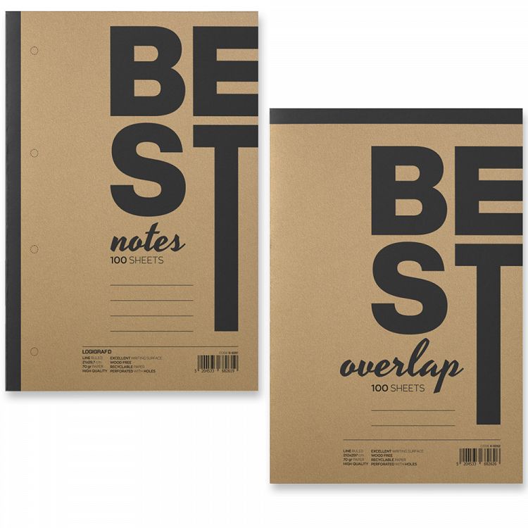 Μπλοκ Σημειώσεων Πλάγιο/Όρθιο BEST NOTES Ριγέ σε 2 Διαστάσεις - 100 Φύλλα - 5τμχ