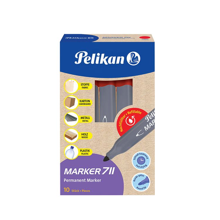PELIKAN Permanent Marker 711F Red - 10pcs Package
