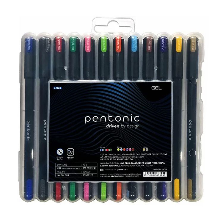 Gel pen LINC Pentonic/12 colors set plastic case