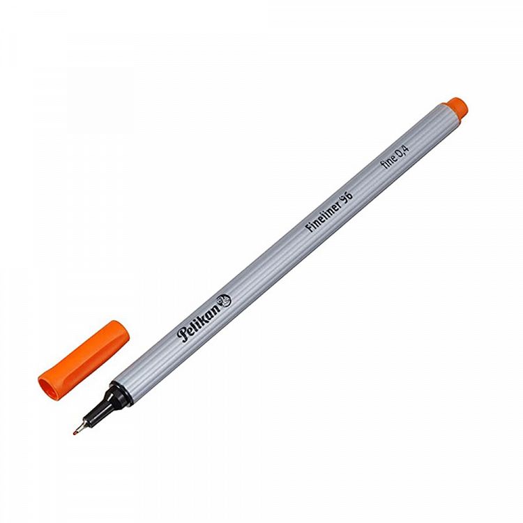 Stylo Fineliner Pelikan 96 - Pointe 0,4 Mm - Ergonomique Et Design Argenté - Idéal Pour écriture Précise Et Confortable