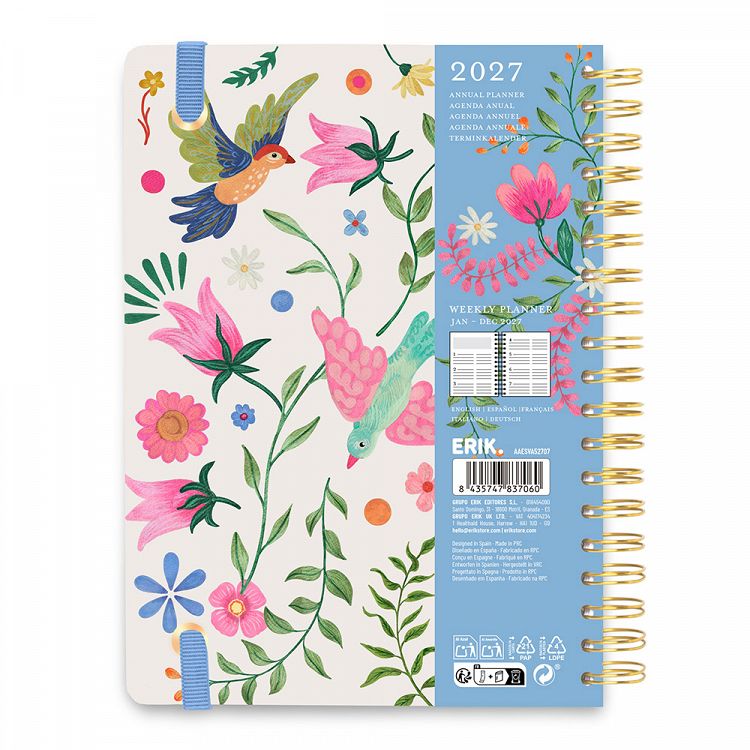 Weekly Diary 2027 15Χ21/A5 FOLK FLOWERS