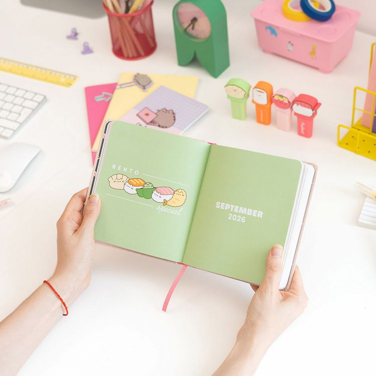 Hardcover School Daily Agenda 11 Months 2026/2027 14X16cm PUSHEEN