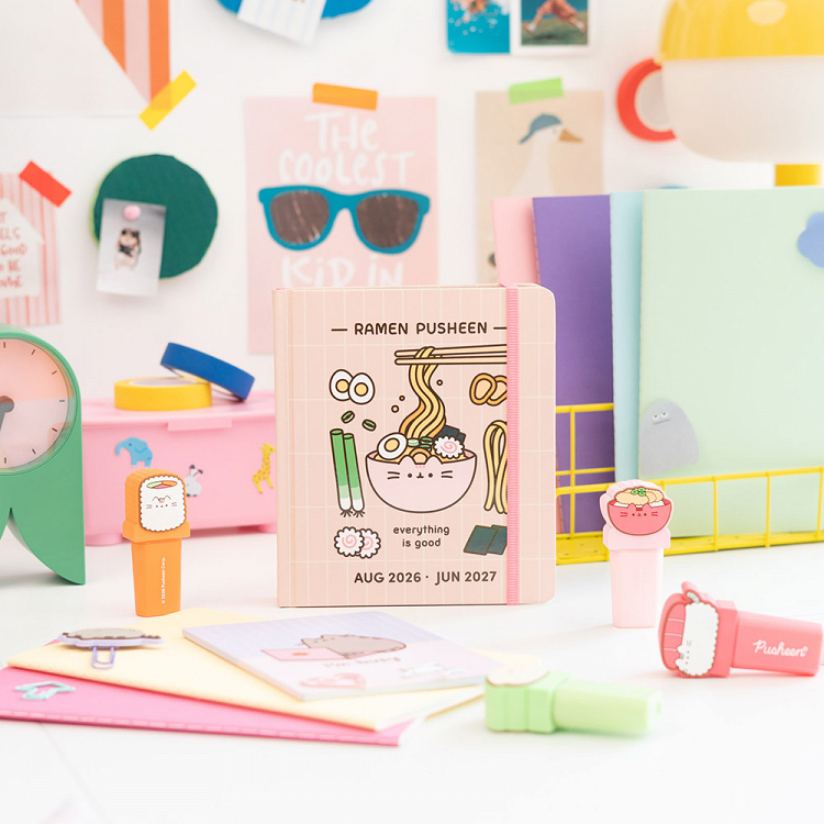 Hardcover School Daily Agenda 11 Months 2026/2027 14X16cm PUSHEEN