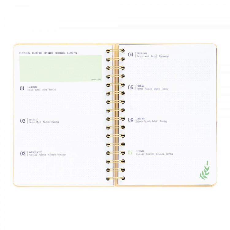 Hardcover Wire-O School Week-View Agenda 12 Months 2026/2027 15X21cm FRIDA KAHLO