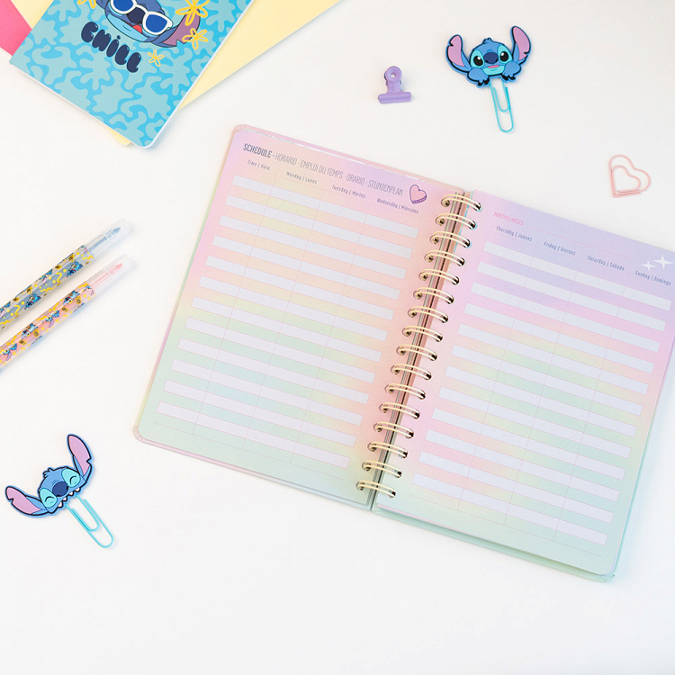Hardcover Wire-O School Week-View Agenda 12 Months 2026/2027 15X21cm DISNEY Lilo & Stitch