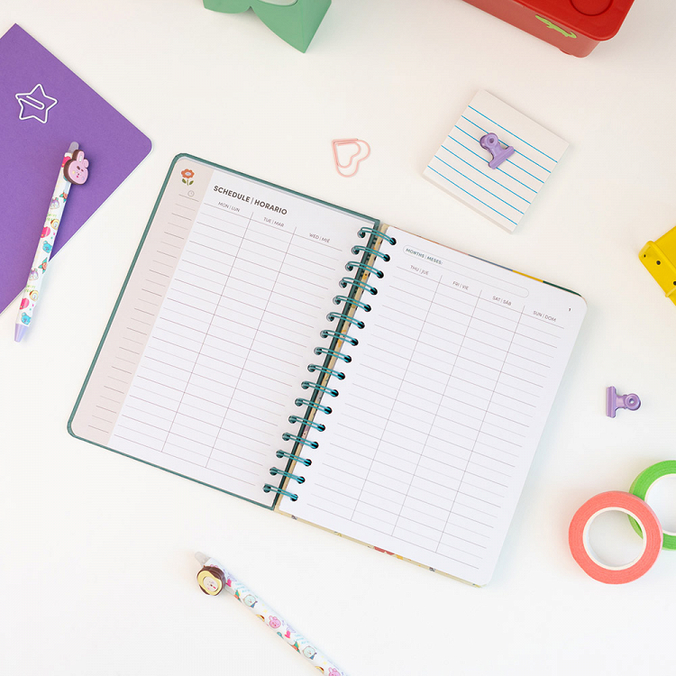 Hardcover Wire-O School Week to View Agenda 12 Months 2026/2027 15X21cm BT21