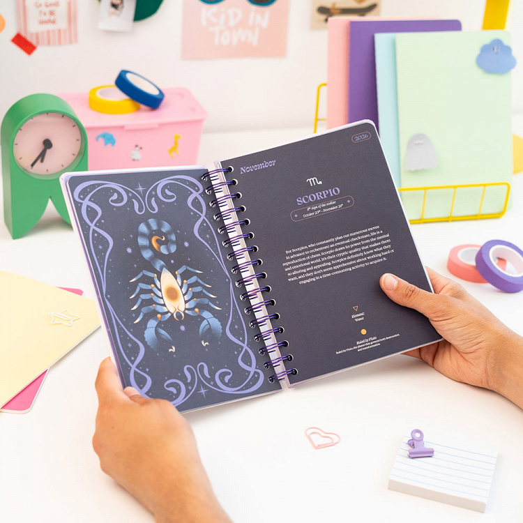 Hardcover Wire-O School Week-View Agenda 12 Months 2026/2027 15X21cm ASTRAL