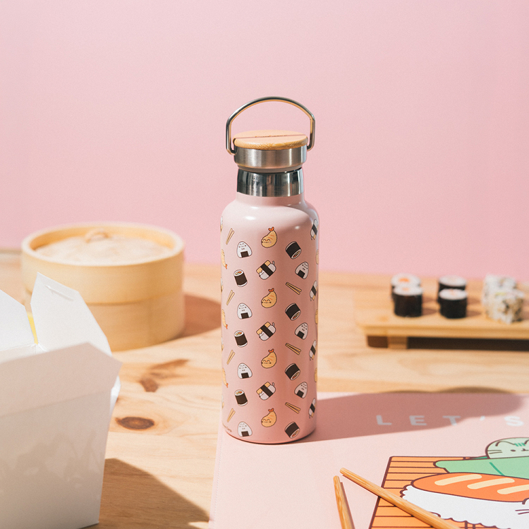 Μεταλλικό Μπουκάλι Θερμός με Λαβή 500ml PUSHEEN Sushi Roll