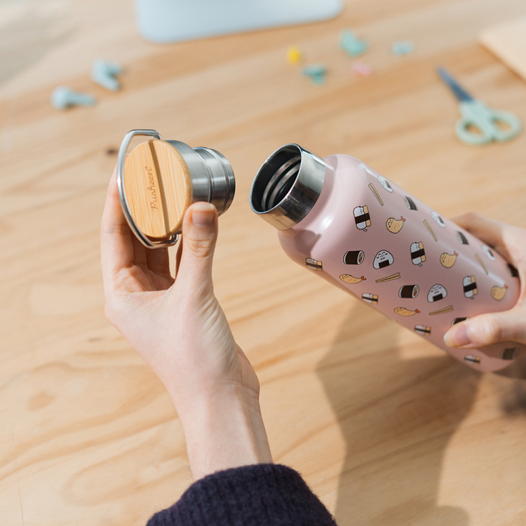Μεταλλικό Μπουκάλι Θερμός με Λαβή 500ml PUSHEEN Sushi Roll